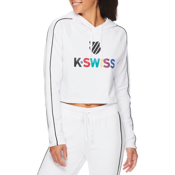 NWT K Swiss Multi-color Logo Cropped Hoodie - Picture 1 of 4